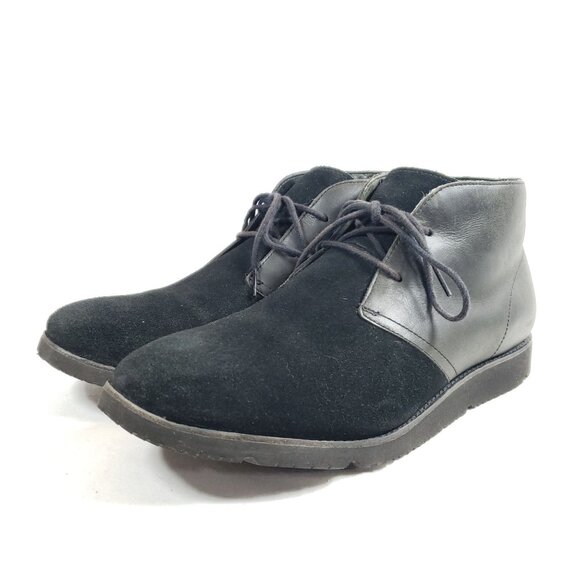 UGG Mens Size 12 Black Leather & Suede Fleece Lined Chukka Boots